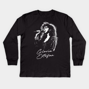 Gloria Estefan // Retro 80s Fan Design Kids Long Sleeve T-Shirt